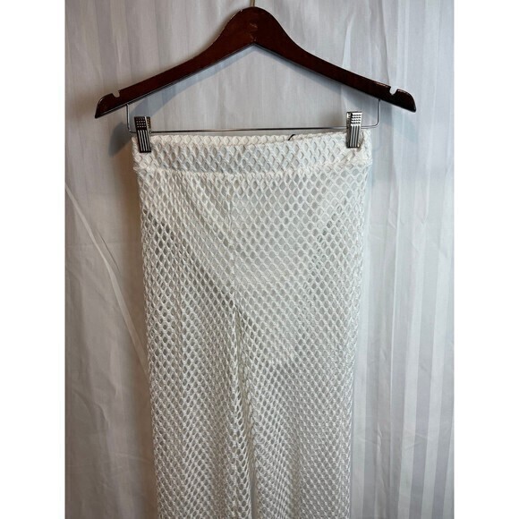 White‎ Fishnet High Rise Flare Cover Up Pant Size M RefM012 - Picture 5 of 6